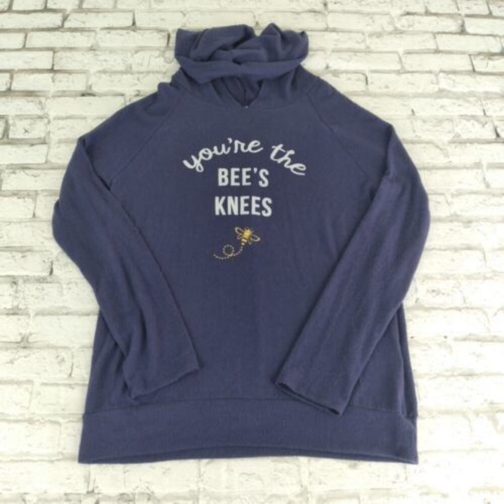 Alya Francesca's Hoodie Womens Medium Blue Pullover Your the Bees Knees